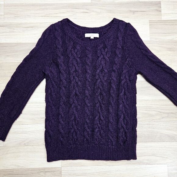 Loft Womens Purple Knit Pullover Sweater Medium - Picture 1 of 6